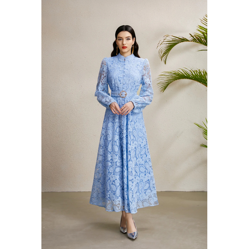 Stereoscopic autumn cstand collar dress