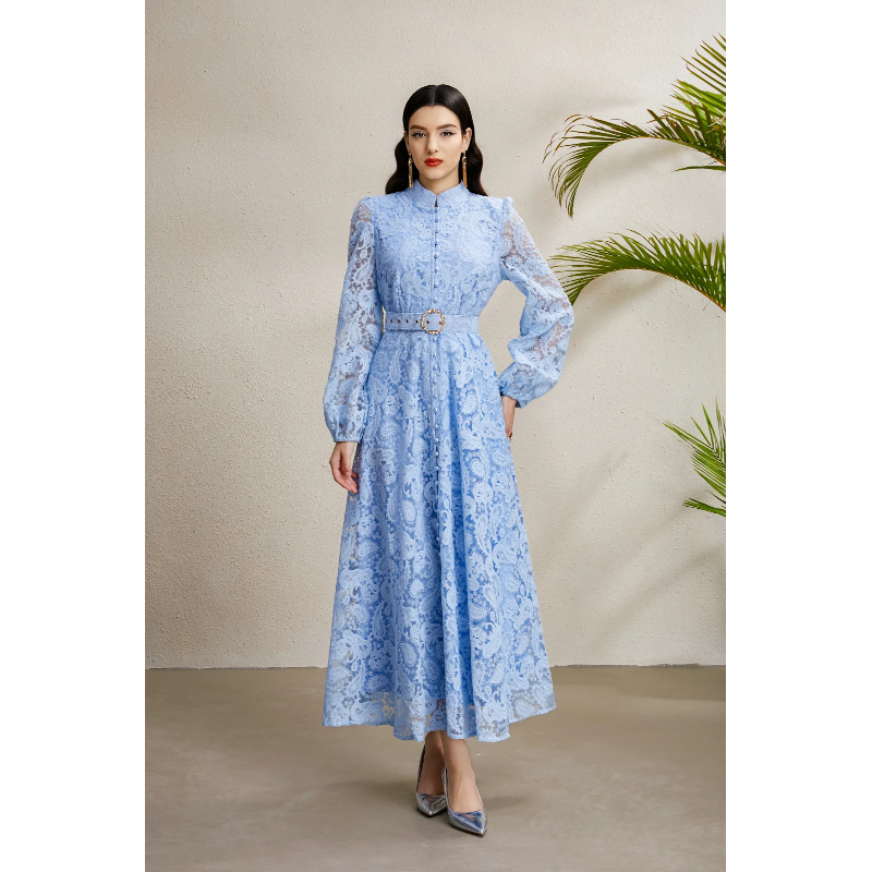 Stereoscopic autumn cstand collar dress