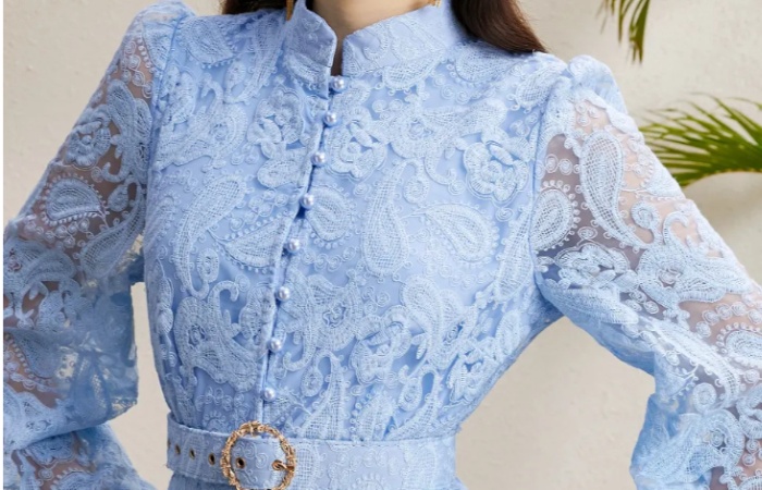 Stereoscopic autumn cstand collar dress