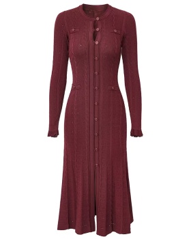 Long sleeve long dress knitted dress for women