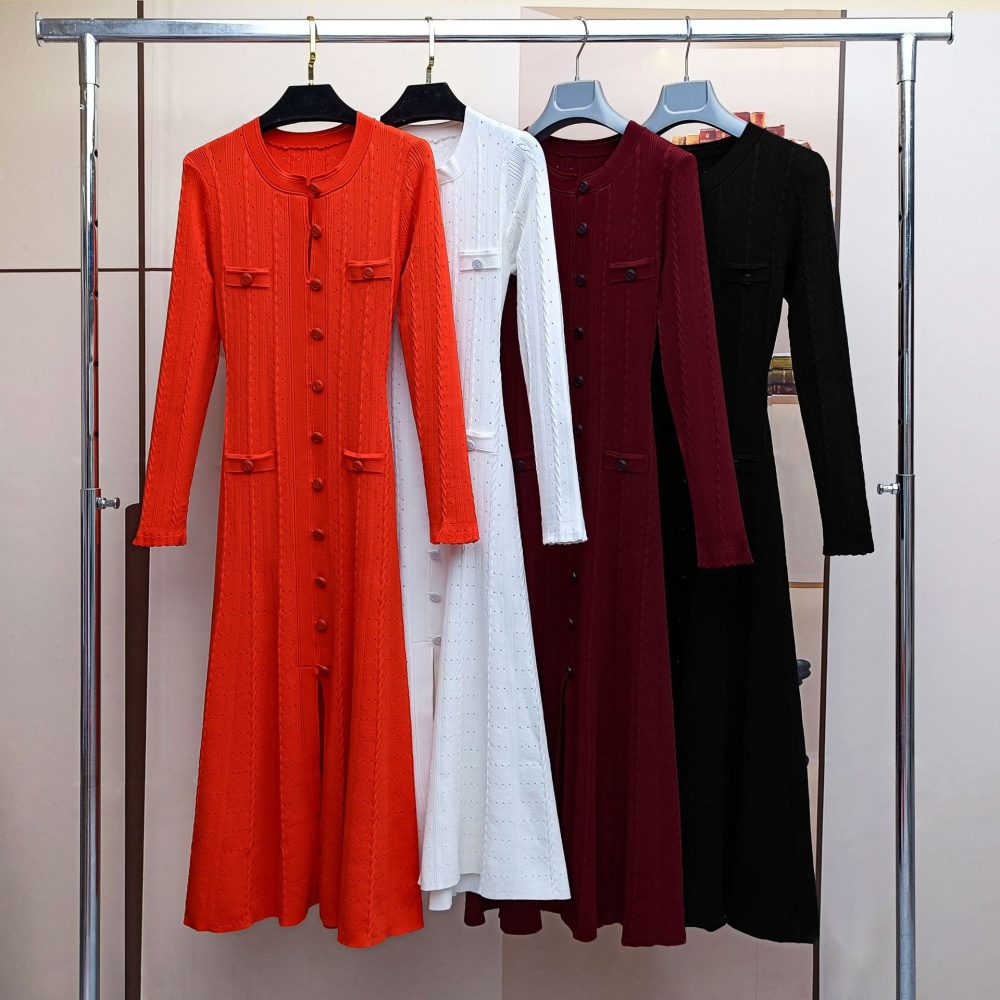 Long sleeve long dress knitted dress for women