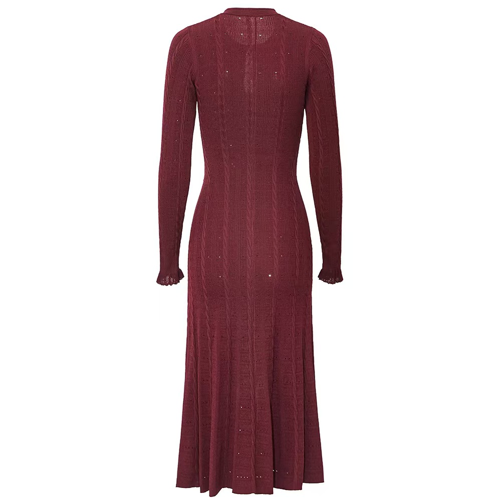 Long sleeve long dress knitted dress for women