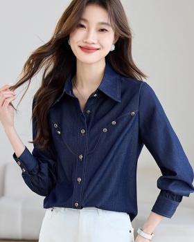 Autumn denim France style loose shirt for women