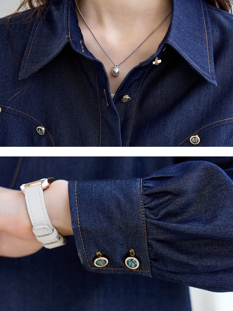 Autumn denim France style loose shirt for women