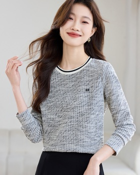 All-match knitted T-shirt round neck tops for women