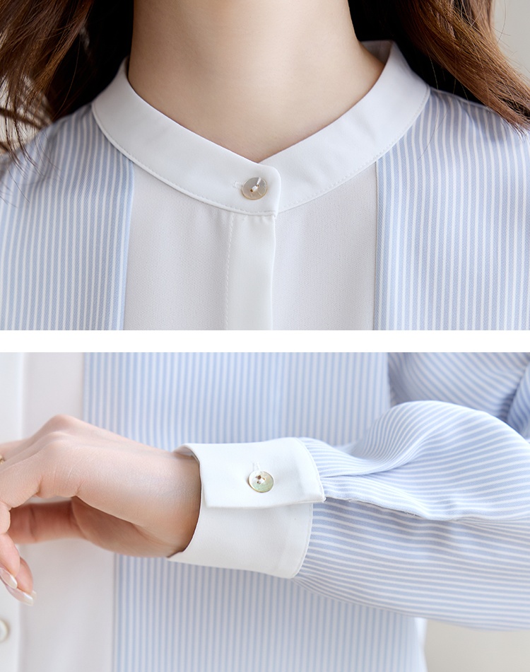 Stripe fashion shirt temperament splice tops for women