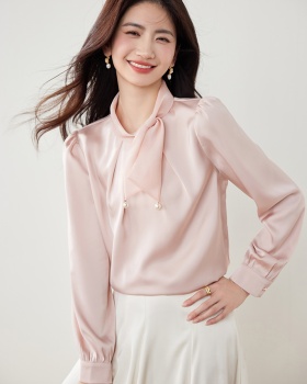 Commuting France style tops bow tender shirt for women