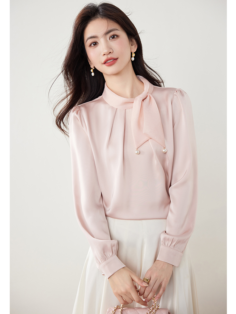 Commuting France style tops bow tender shirt for women