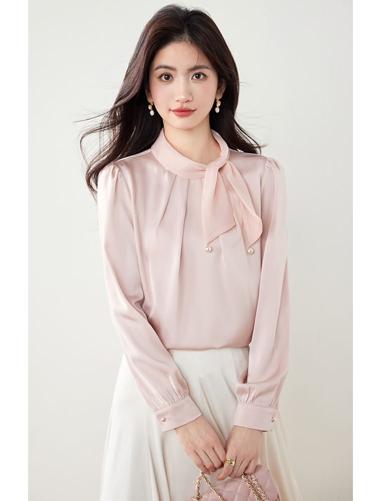 Commuting France style tops bow tender shirt for women