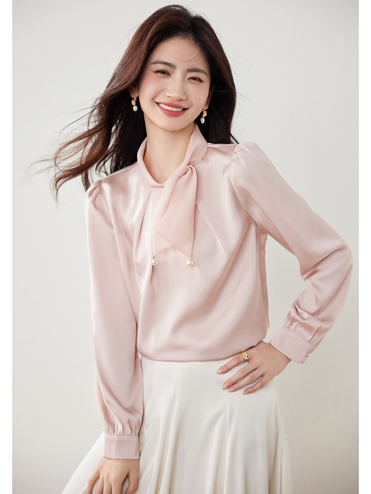 Commuting France style tops bow tender shirt for women