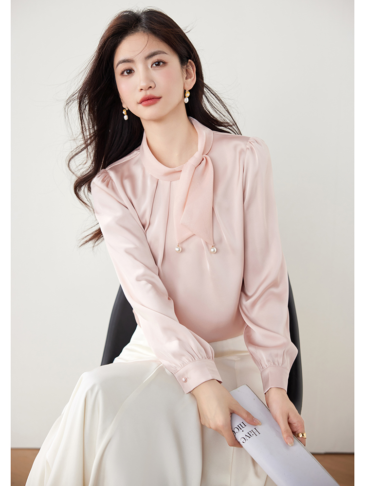 Commuting France style tops bow tender shirt for women