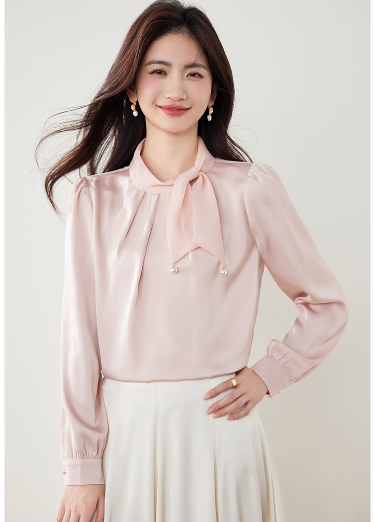 Commuting France style tops bow tender shirt for women
