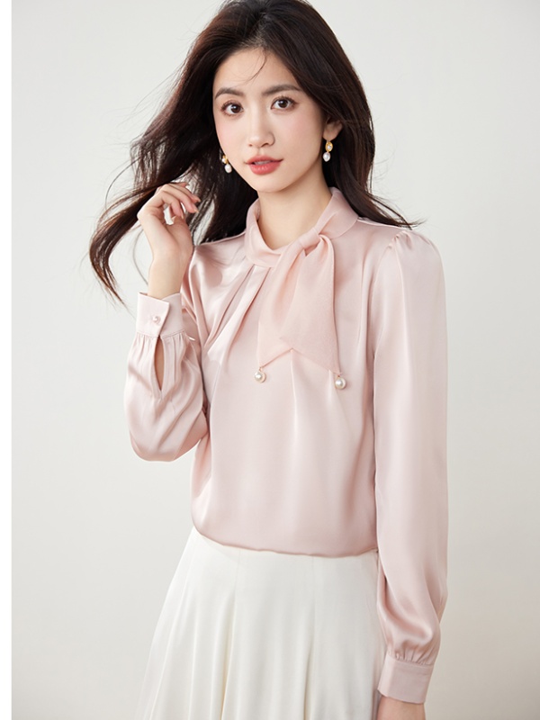 Commuting France style tops bow tender shirt for women