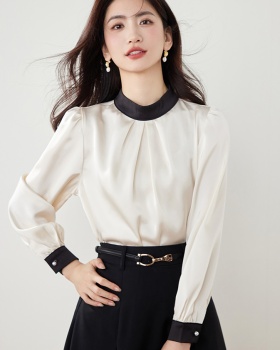 Cstand collar slim autumn pullover shirt for women