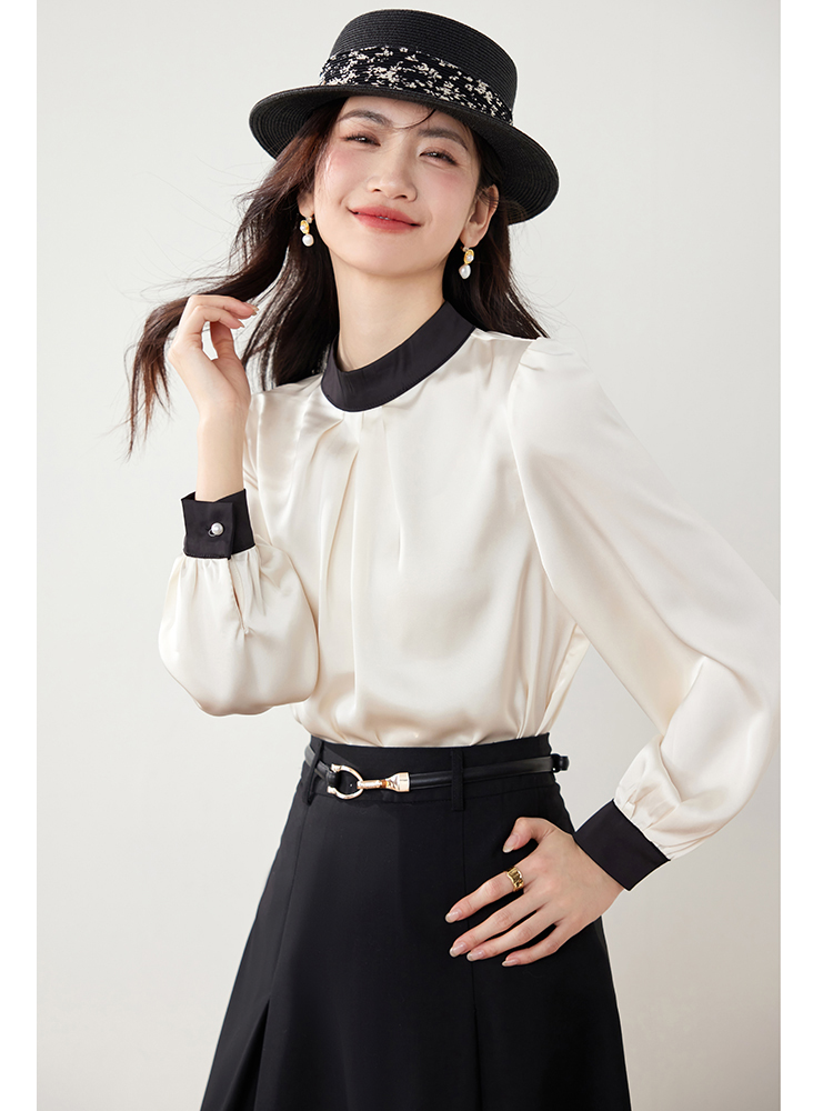 Cstand collar slim autumn pullover shirt for women