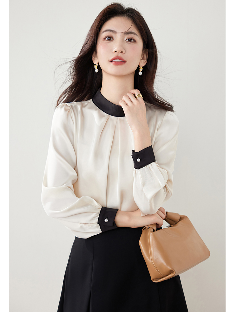 Cstand collar slim autumn pullover shirt for women
