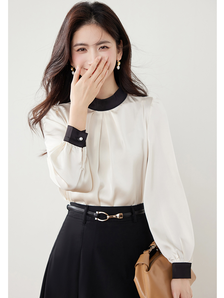 Cstand collar slim autumn pullover shirt for women