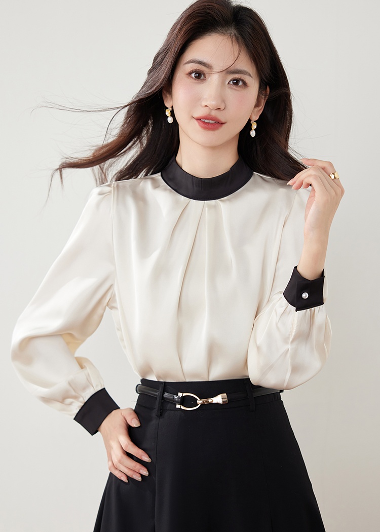 Cstand collar slim autumn pullover shirt for women