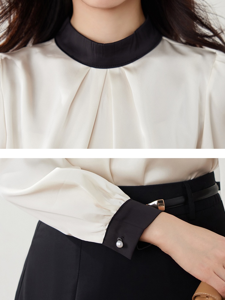 Cstand collar slim autumn pullover shirt for women