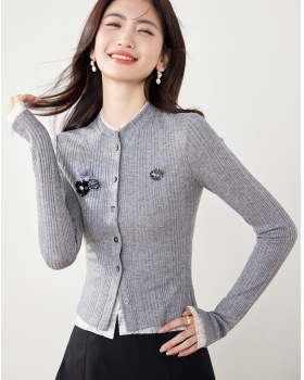 Gray all-match sweater show young tops for women