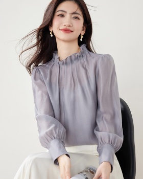 Autumn retro temperament shirt cstand collar pullover tops