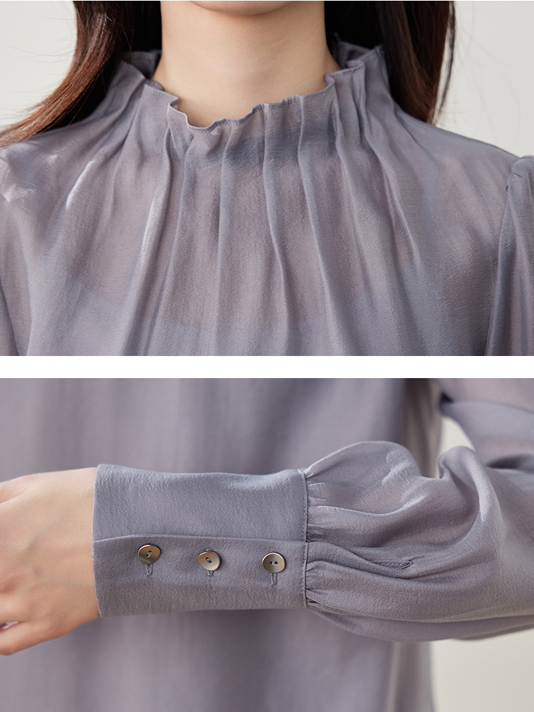 Autumn retro temperament shirt cstand collar pullover tops