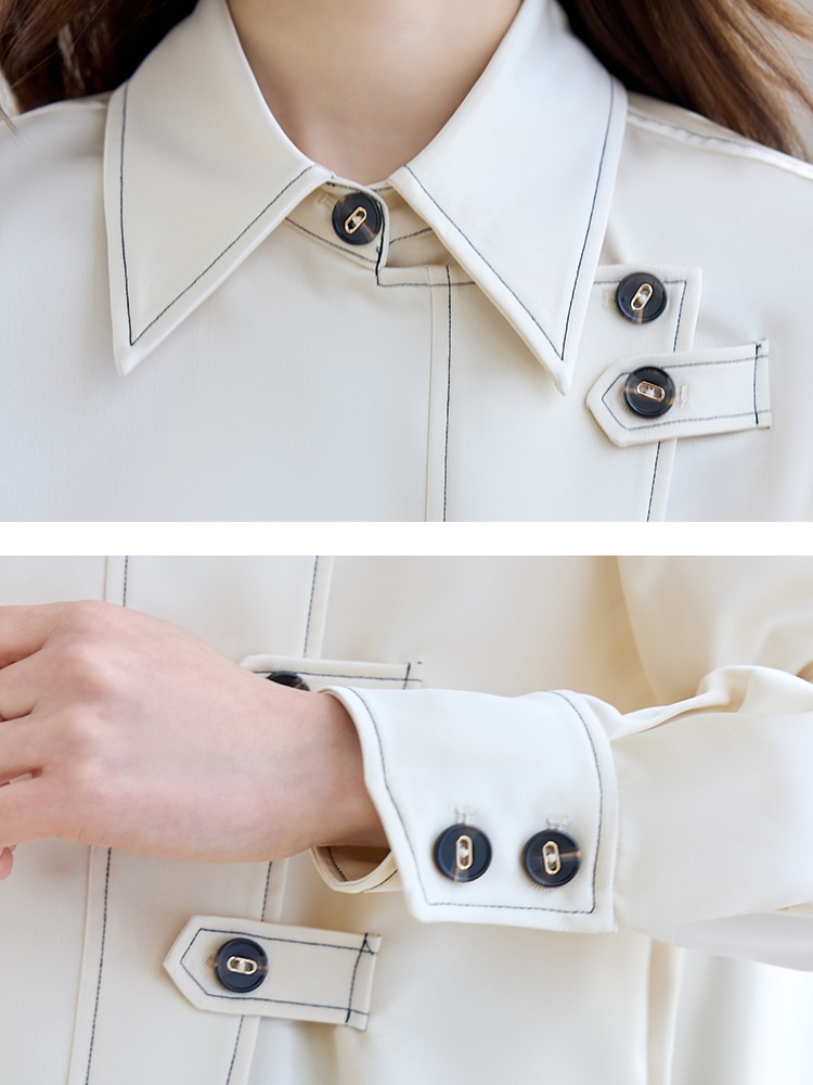 Commuting long sleeve shirt placket tops for women