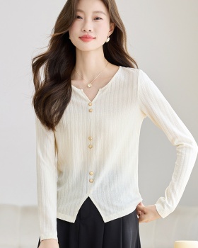 Autumn split T-shirt France style long sleeve tops for women