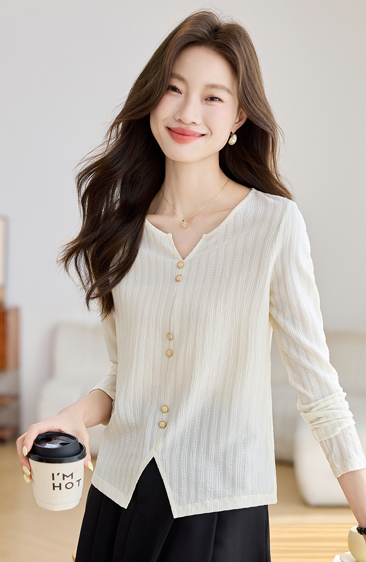 Autumn split T-shirt France style long sleeve tops for women