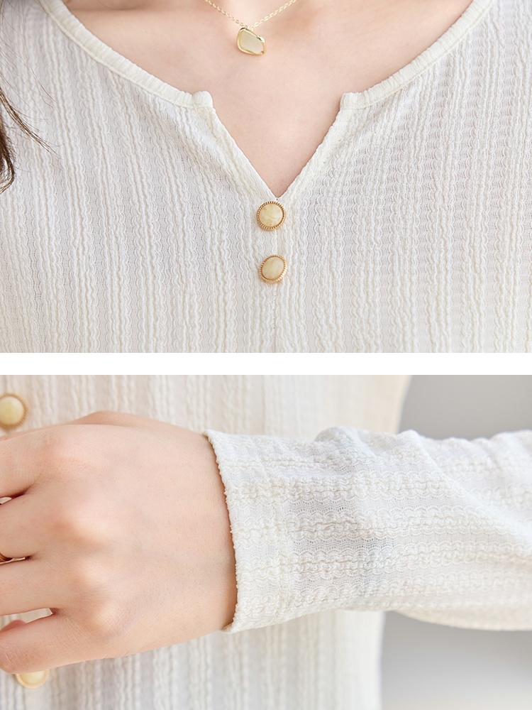 Autumn split T-shirt France style long sleeve tops for women