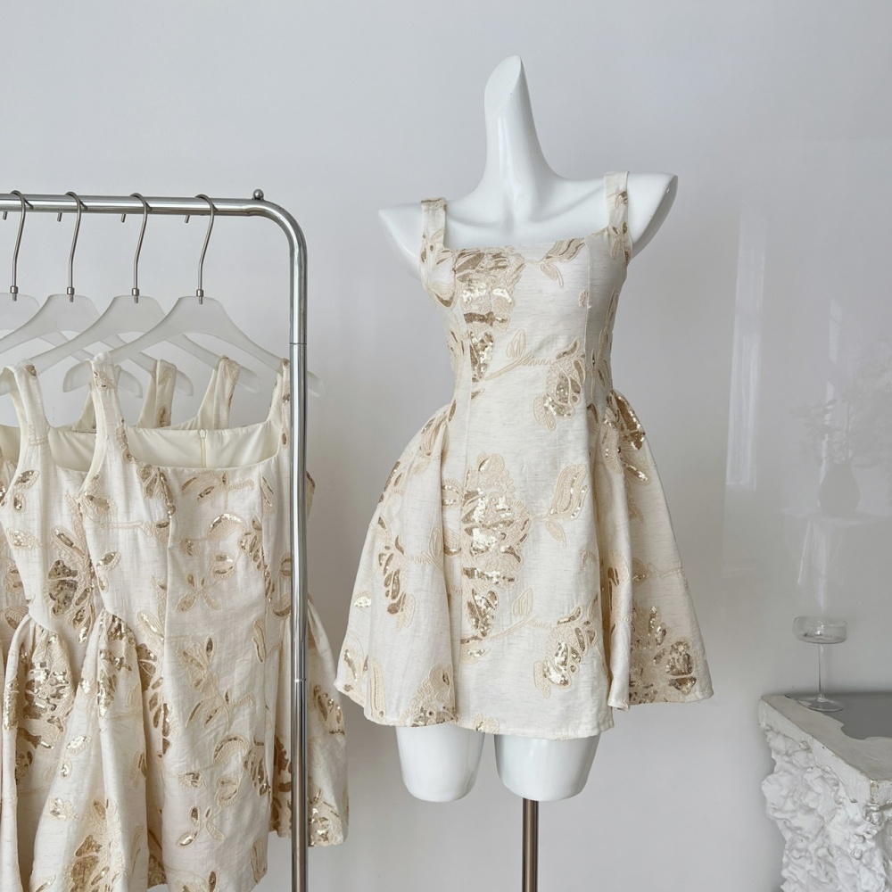 A-line dress cotton linen lady dress for women