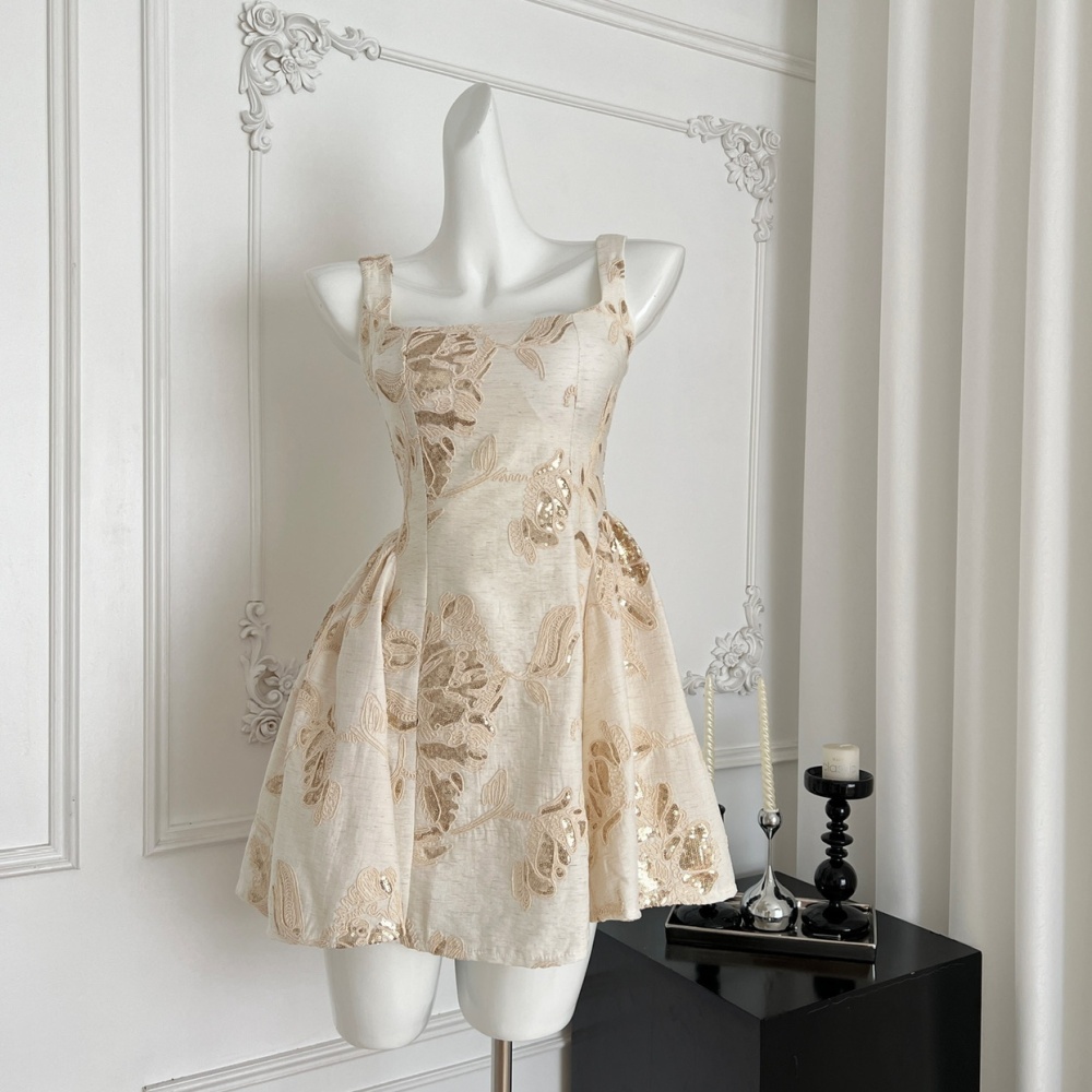 A-line dress cotton linen lady dress for women