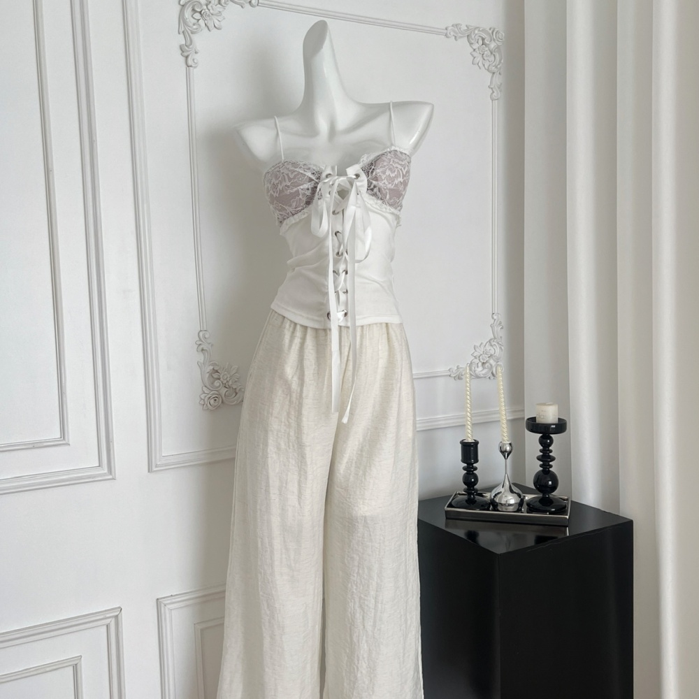 Sling bow vest lace bandage casual pants a set
