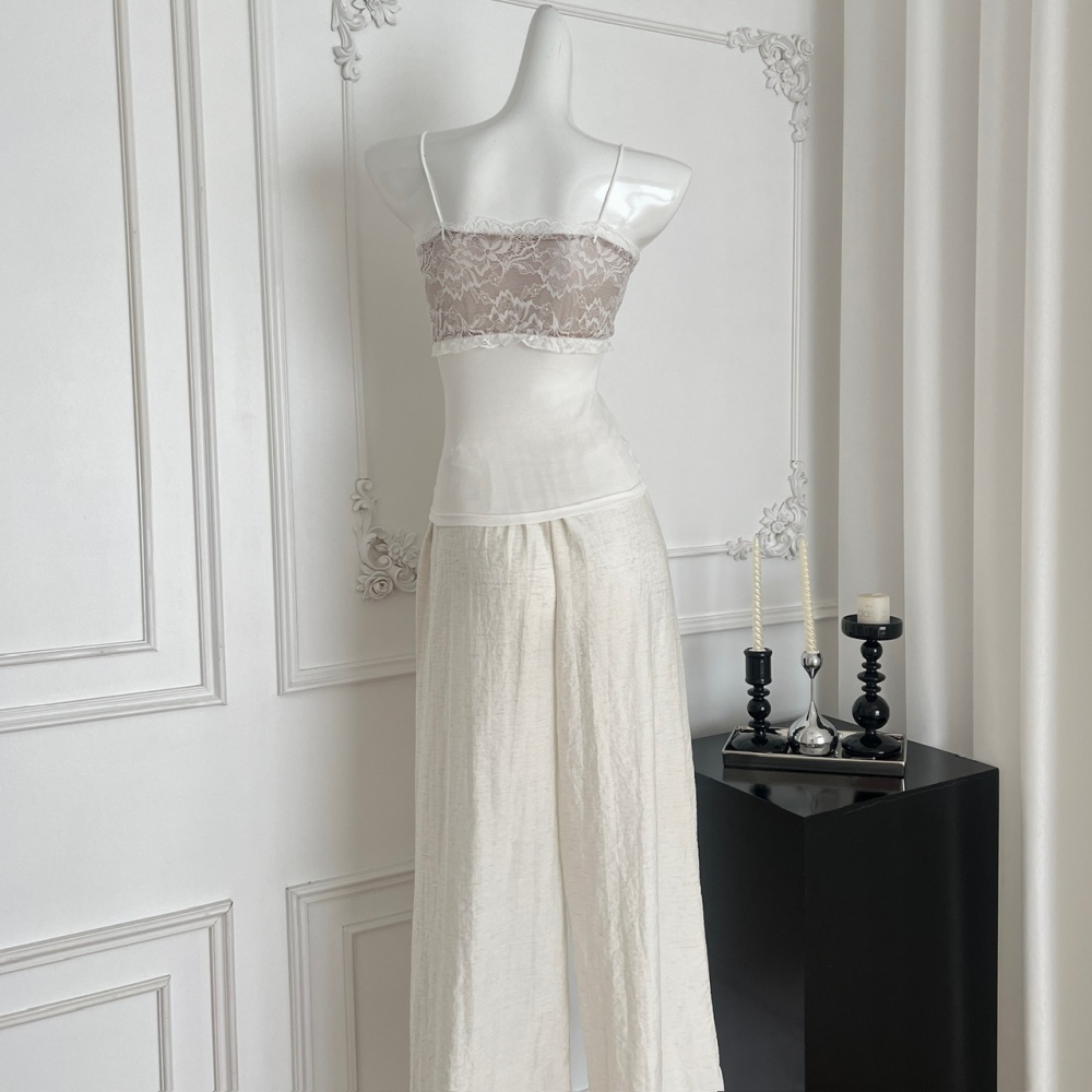 Sling bow vest lace bandage casual pants a set