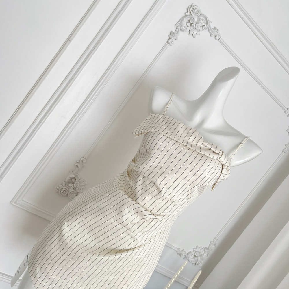 Flat shoulder wrapped chest summer dress for women