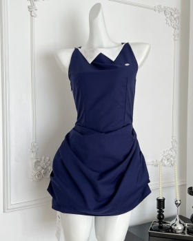 Straight small lapel vest retro T-back for women