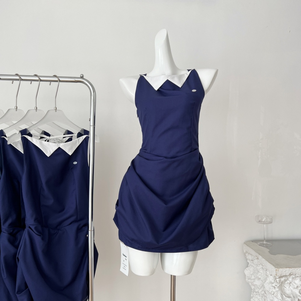 Straight small lapel vest retro T-back for women
