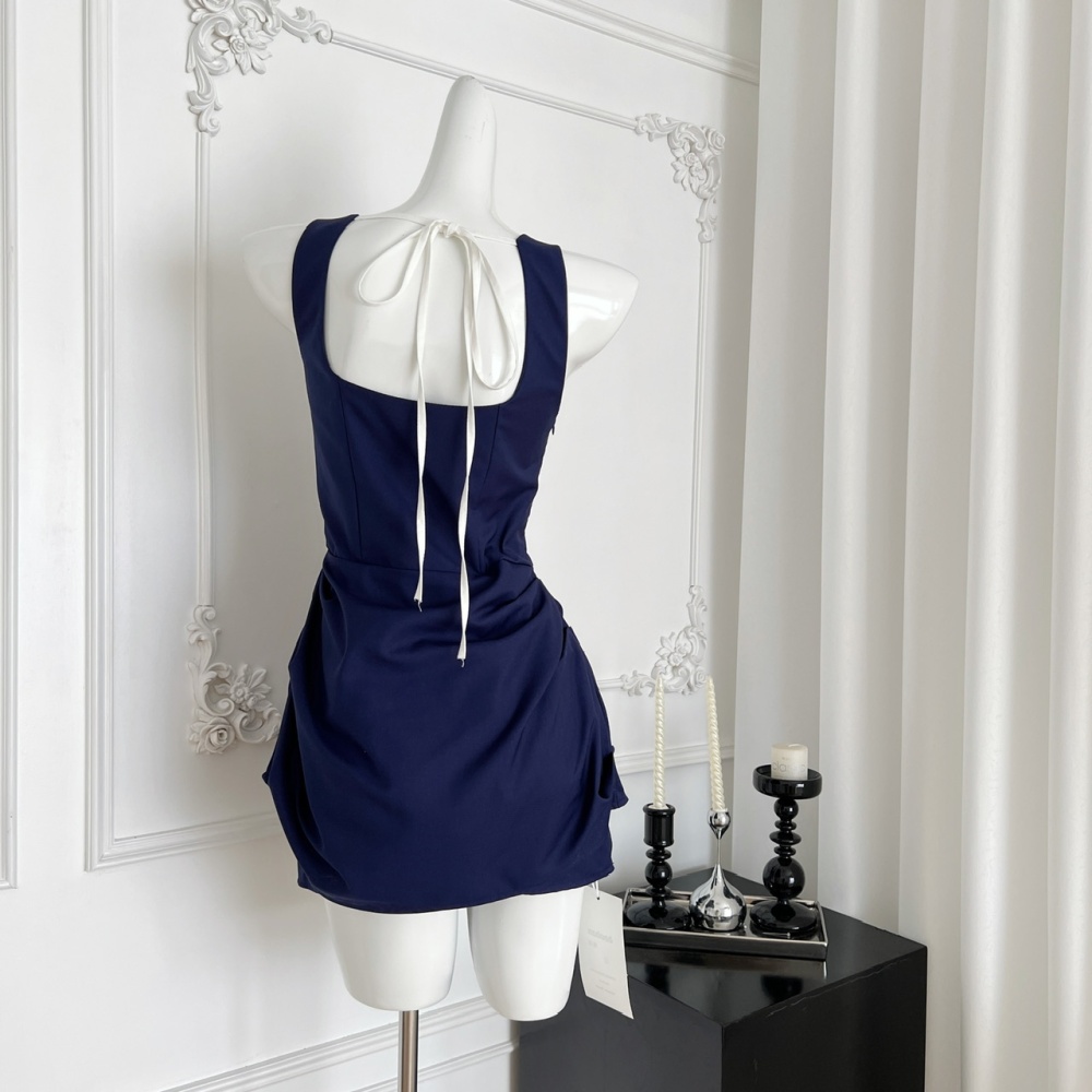 Straight small lapel vest retro T-back for women