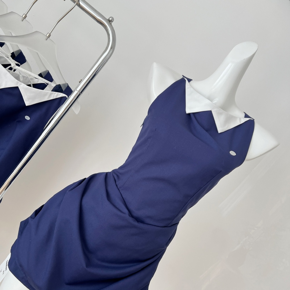 Straight small lapel vest retro T-back for women