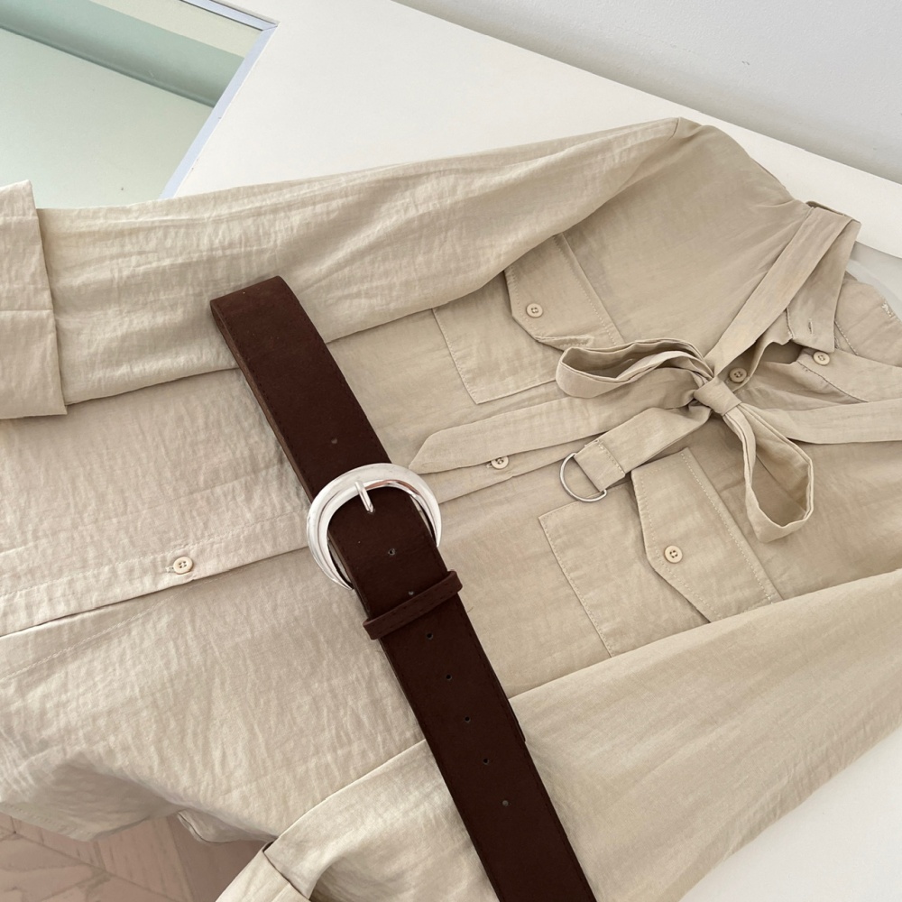 High waist frenum shirt khaki shorts a set