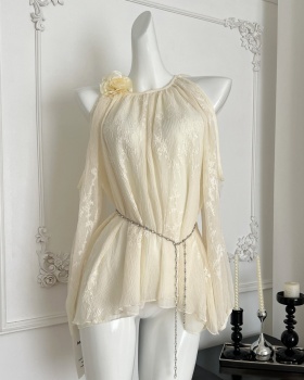 Summer embroidered tops halter chiffon shirt