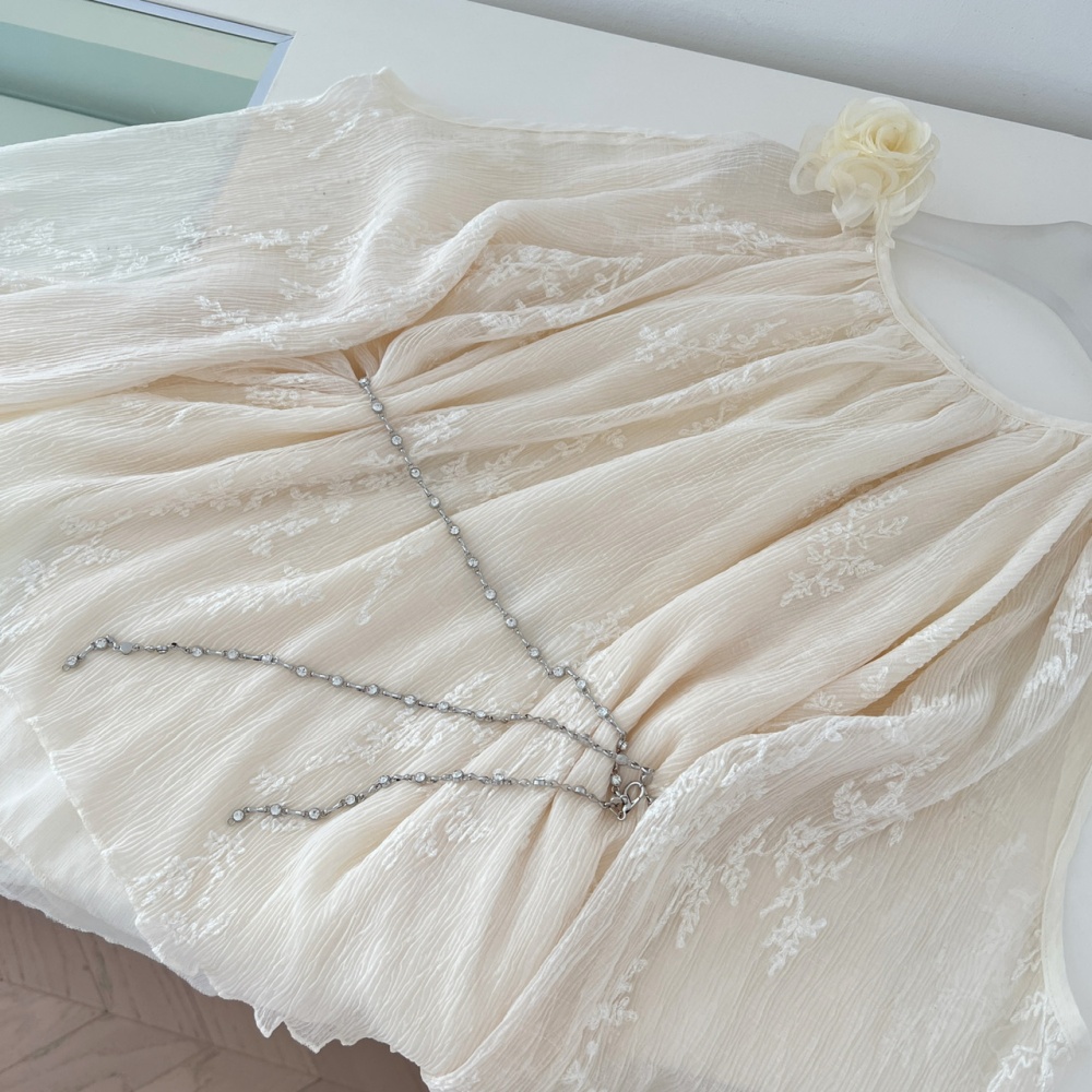 Summer embroidered tops halter chiffon shirt