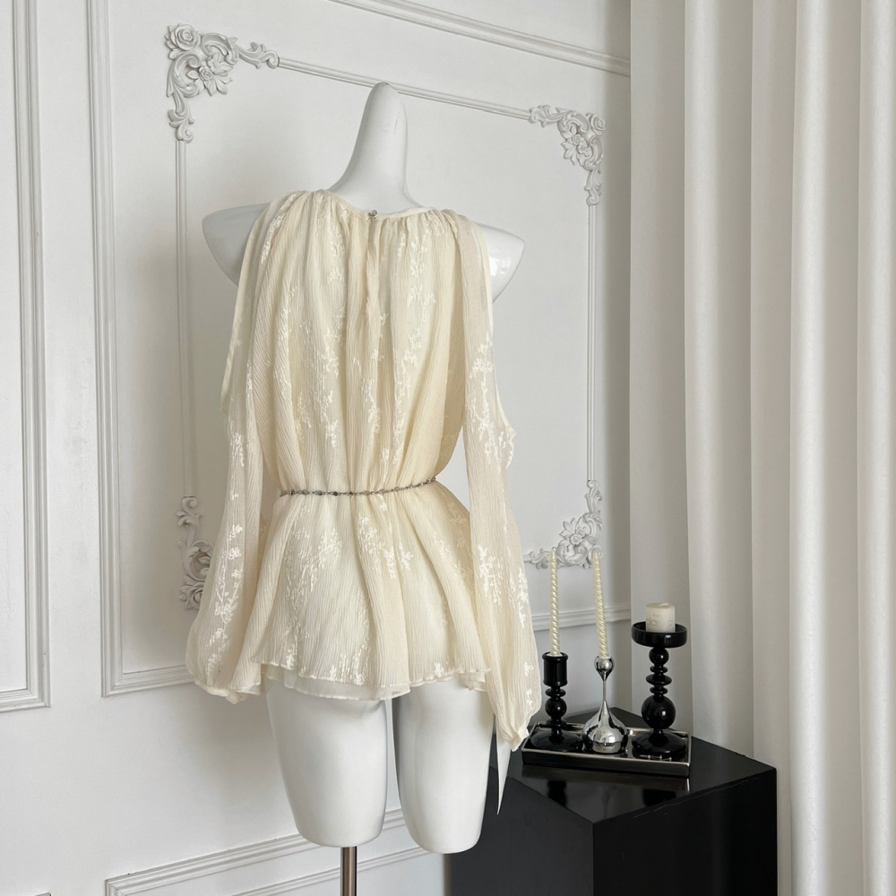 Summer embroidered tops halter chiffon shirt