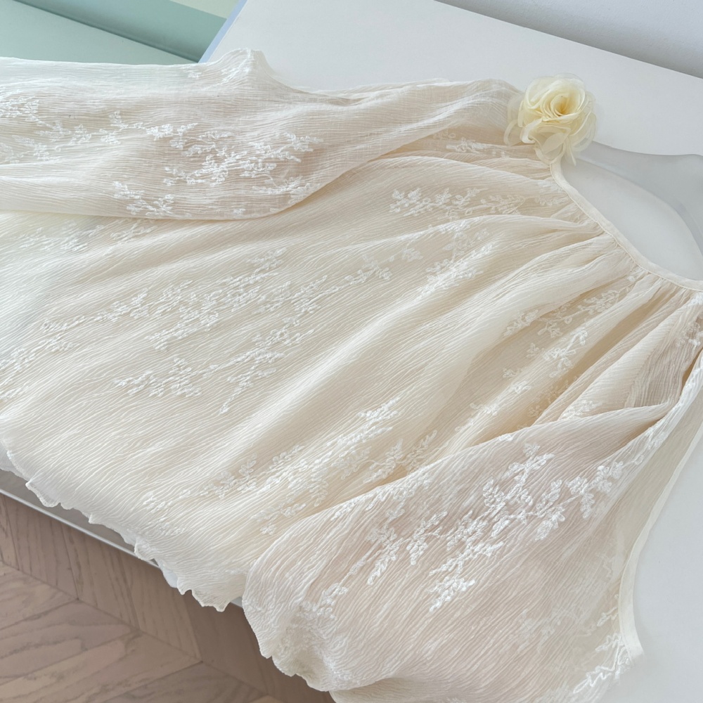 Summer embroidered tops halter chiffon shirt