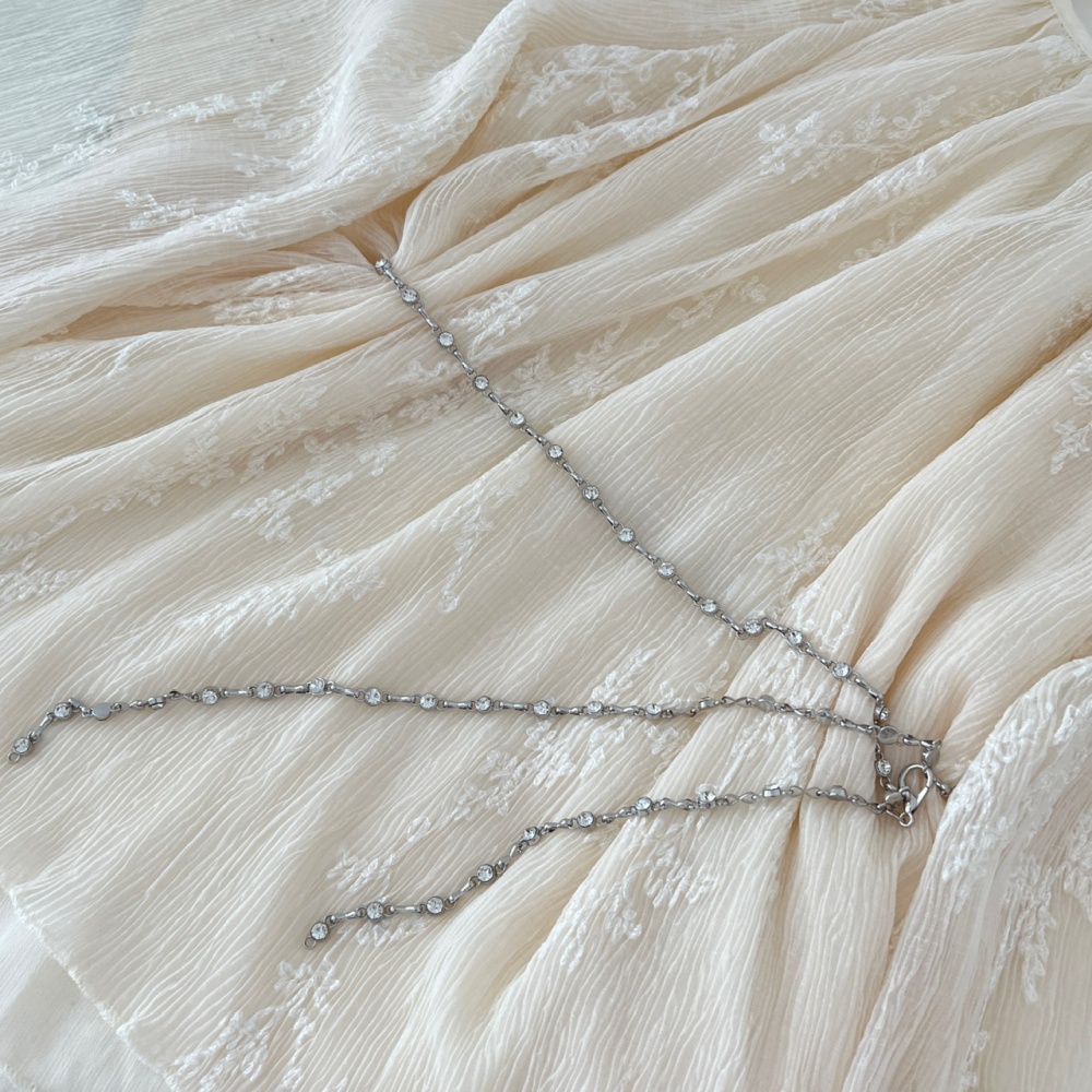 Summer embroidered tops halter chiffon shirt