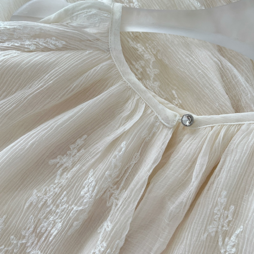 Summer embroidered tops halter chiffon shirt