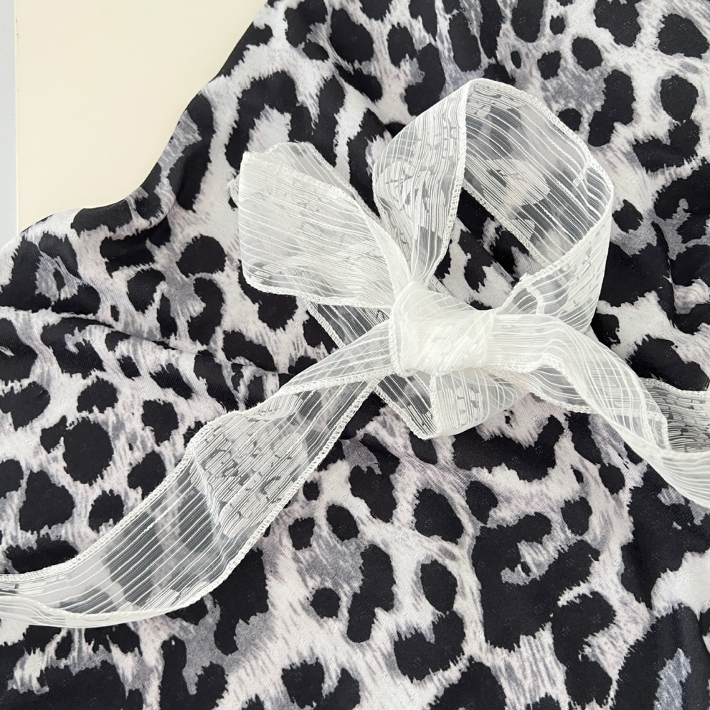 Streamer leopard dress enticement lace smock 2pcs set