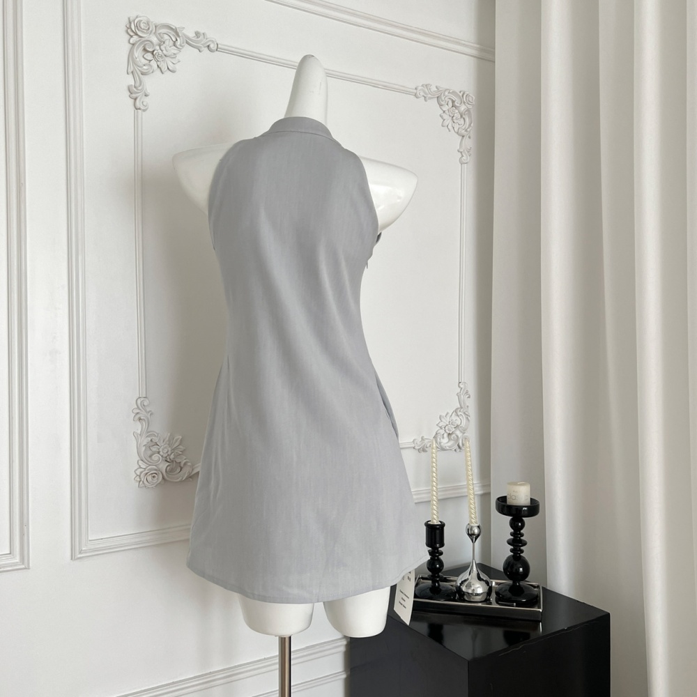 Sleeveless slim dress sweet halter T-back for women