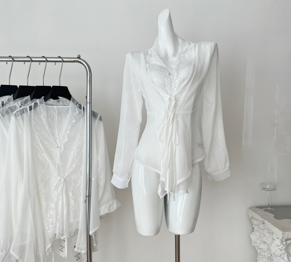 Autumn chiffon shirt thin it lace jacket for women