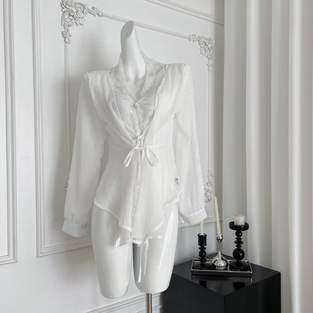 Autumn chiffon shirt thin it lace jacket for women